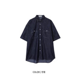 Moment raw material denim short-sleeved shirt (3 colors)