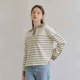STRIPE COLLAR KNIT_OLIVE (6600102051958)