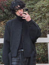 フェルトウールチェックベルトジャケット