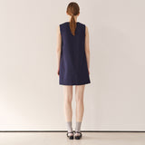 Vネックミニマルミニドレス / V-neck minimal mini dress_navy