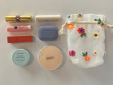 FLOWER NEEDLEPOINT STRING POUCH