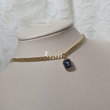 シティウーマンゴールチョーカーネックレス / City Women Gold Chain Choker Necklace - Navy