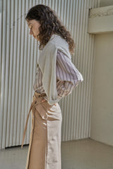 カラーカットアウトシャツ/COLLAR CUTOUT SHIRT_BEIGE