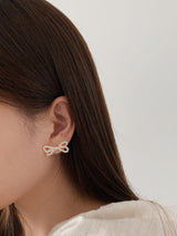 アイレットリボンパールピアス / [925silver] Eyelet ribbon pearl earrings