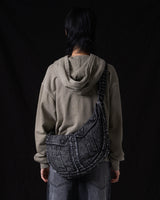 Washed Denim Shoulder Bag (Black)