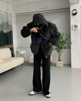 UI Mink Fur Hood Zip-Up Jumper (4 colors)