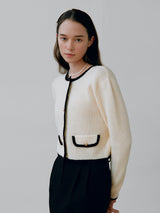 GOLD BUTTON CABLE CARDIGAN IVORY