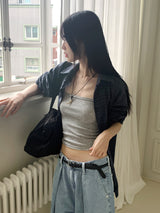 Contw Vintage Linen Boxy Check Shirt