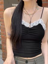 [MADE] デズレースシャーリングVネッククロップノースリーブ / [MADE] Dez Lace Shirring V-neck Cropp Sleeveless