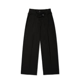 COLLECTION STRING CUT OFF WIDE SLACKS [BLACK]