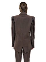 LEATHER LINE TAILORED JACKET (BROWN) (6654718804086)