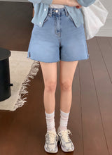 薄手フィットカットカプリスリットデニムパンツ(2color)