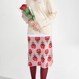 Rose pattern Knit Skirt [Pink] (6610299158646)