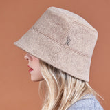 Stud Drop Over Fit Wool Bucket Hat Brown