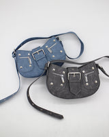 デニムスタッズショルダーバッグ/Denim Studded Shoulder Mini Bag (2color)