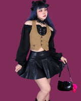 chi-chi leather pleats skirt (6667131060342)