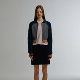 TROPICAL ZIP-UP SHORT CARDIGAN_MELANGE GREY