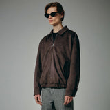 バラシティラインスエードジャケット / VARSITY LINE SUEDE JACKET (DARK BROWN)