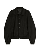 87-STAN031 [Vegan Suede] Voldest Stylish Line Varsity Suede Jacket Black