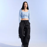SQUARE NECK CROP CARDIGAN (SKY BLUE)