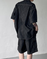 デニムカーゴショーツ/SI denim cargo shorts