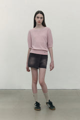 COLLECTION HALF SLEEVE CROP KNIT [PINK]