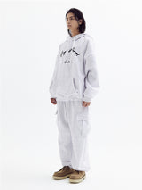 スーパーノーマルバルーンオーバーフリースフーディー( White Melange)