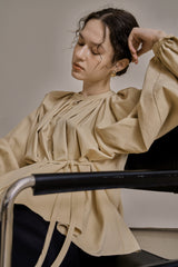 シャーリングパフブラウス/SHIRRING PUFF BLOUSE_BEIGE
