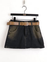[Belt Set] Konya Y2K Washing Mini Skirt