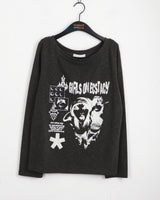 Koga see-through printed boat neck knit t-shirt
