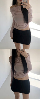 Uel Boat Neck Shirring T (3color)