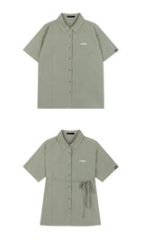 HIDE Cutting Half Sleeves Shirt (Light Khaki) (6570994565238)