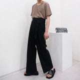 SI ハイウエストフレアベルトスラックス / SI High Waist Flare Belt Slacks (2 colors)