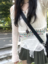エスニックビンテージニーズニットスリーブレス / Ethnic Vintage Beads Knit Sleeveless