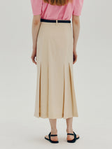 プリーツロングスリットスカート / Pleated long slit skirt - Cream