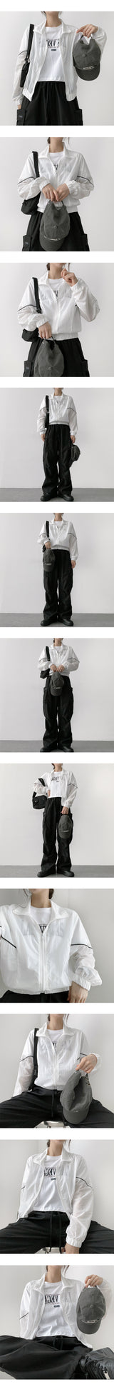 Lekping file nylon zip-up jumper