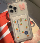 モチラビットピンクキャロットカードストレージフォンケース