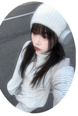 オーバーフィットストライプハーフネックニットウェア / Unisex Overfit Striped Half-necked Knitwear