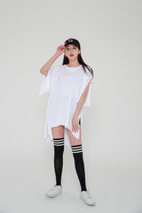 アンフテッドショルダーロング半袖Tシャツ / TOP(7791) Unfooted Shoulder Long Short Sleeve Tee