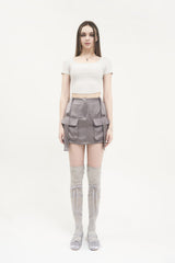 クロップドロゴTシャツ / [Seow] Croped logo T-shirts, gray