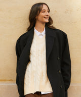 ウールブレンドオーバーサイズロングコート/RCH wool blended oversized long coat black