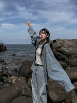(UNISEX) ミストデニムシャツジャケット