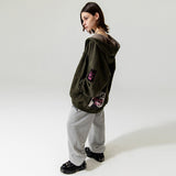 フリンジパッチジップアップフーディ / FRINGE PATCH ZIP UP HOODIE