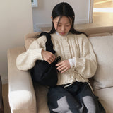 [Wool 15] Illa Twisted Ribbon Strap Long Sleeve Knit Cardigan