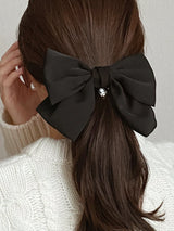 oar Vintage Cameo Satin Wide Ribbon Barrette [Black]