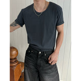 [MUSCLE FIT] Golgi u neck half t-shirts(4color)