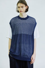 グラデーションパンチングニットベスト/gradation punching knit vest navy