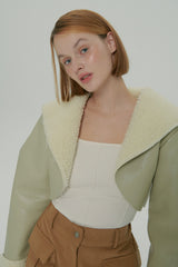  CROP SHEARLING JACKET / IVORY
