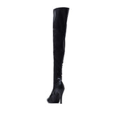 Side Point Open Toe Boots Heel(Black)