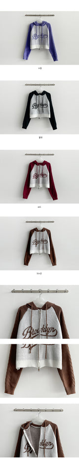 Teenage Two-Way Color Raglan Knit Zip-Up Hoodie